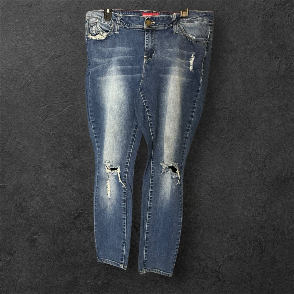 YMI Blue Skinny Jeans Distressed Style